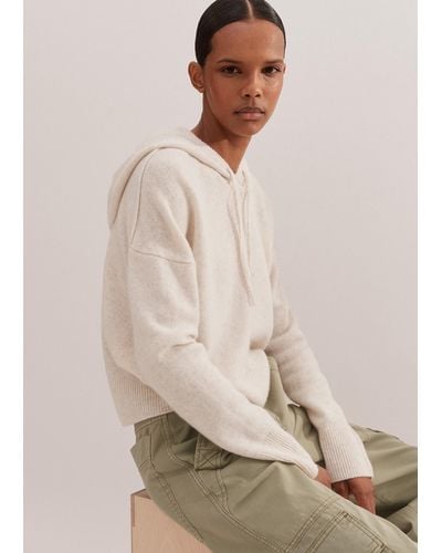 ME+EM Luxe Cashmere Curved Hem Hoody - Natural