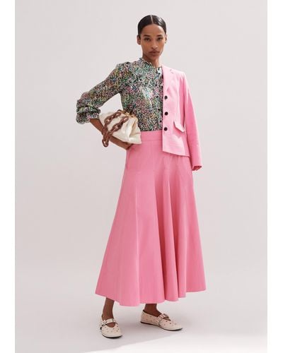 ME+EM Heavy Cotton Sateen Maxi Skirt - Pink