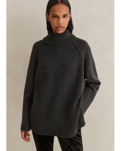 ME+EM Merino Cashmere Oversized Longline Sweater - Brown