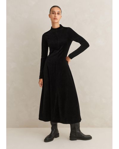ME+EM Perfect Simplicity Stretch Velvet Maxi Dress - Black