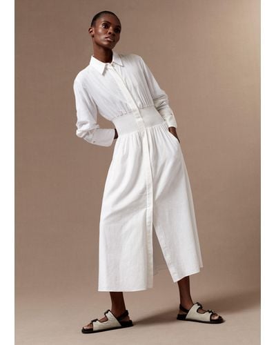 ME+EM Crease Less Linen Maxi Shirt Dress - White