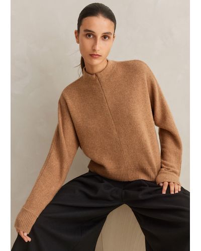 ME+EM Ultra-soft Lofty Cashmere Crop Sweater - Natural