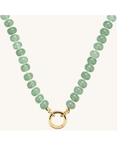 MEJURI Beaded Gemstone Charm Necklace Green Aventurine - Metallic