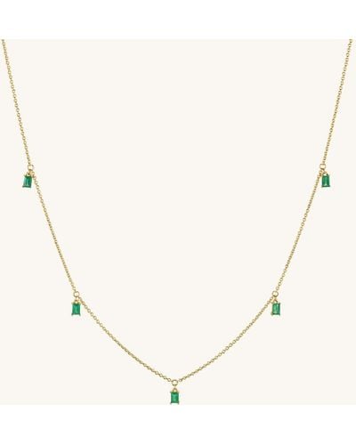 MEJURI Baguette Gemstone Station Necklace Emerald - Metallic