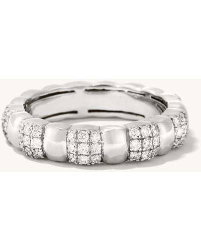 MEJURI Pave Diamond Soft Charlotte Ring White Gold - Metallic