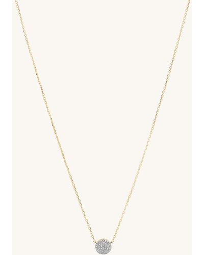 MEJURI Large Pave Diamond Round Necklace - Yellow
