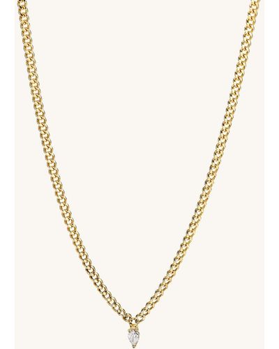 MEJURI Pear Diamond Curb Chain Necklace - Natural