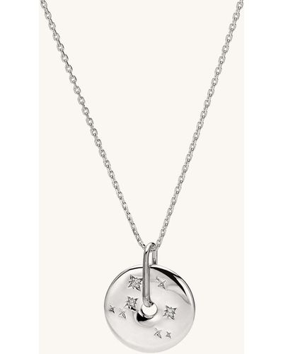 MEJURI Zodiac Pendant Necklace Libra Silver - White
