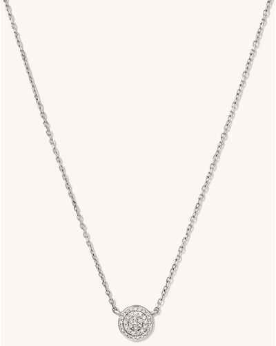 MEJURI Large Pave Diamond Round Necklace White Gold - Metallic
