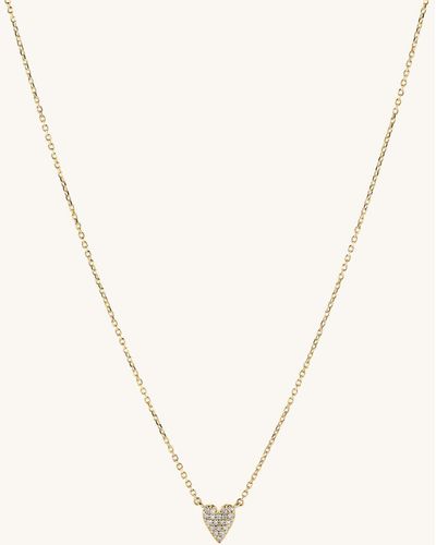 MEJURI Mini Heart Pave Diamond Necklace - Natural