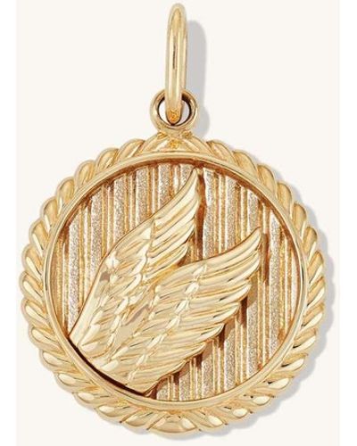 MEJURI Victory Winged Coin Charm Pendant - Yellow