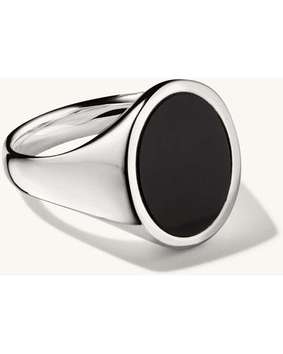 MEJURI Oval Gemstone Signet Ring Black Onyx
