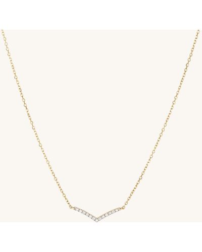 MEJURI Pave Diamond Wishbone Necklace - Yellow