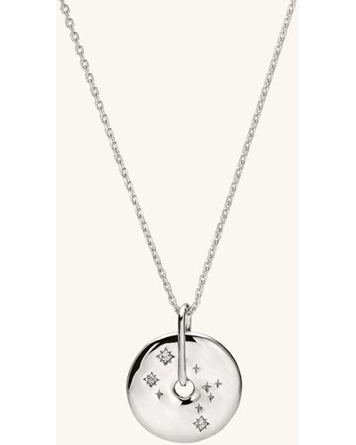 MEJURI Zodiac Pendant Necklace Gemini Silver - White