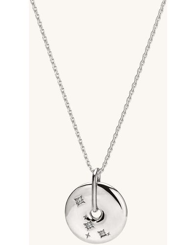 MEJURI Zodiac Pendant Necklace Cancer Silver - White