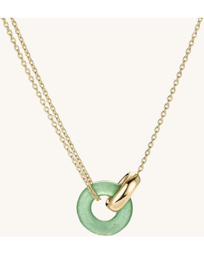 MEJURI Linked Gemstone Necklace Green Aventurine - Yellow