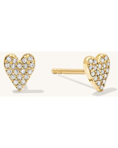 MEJURI Mini Heart Pave Diamond Stud Earrings - Natural
