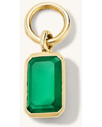MEJURI Single Emerald Cut Gemstone Hoop Charm Green Onyx