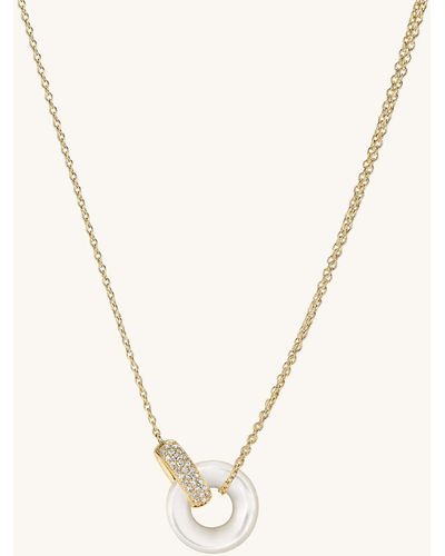 MEJURI Linked Pave Diamond Pearl Necklace - Natural
