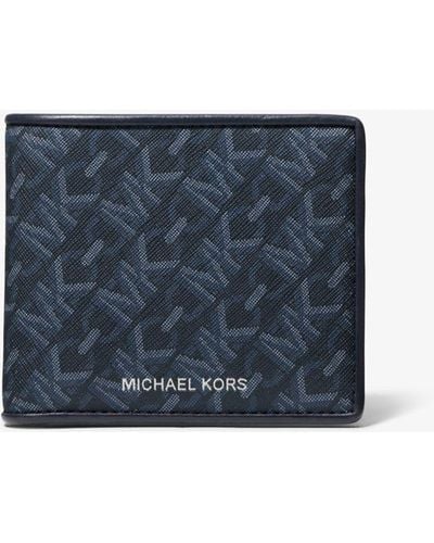 Michael Kors Brieftasche Hudson Mit Empire Signature-Logomuster - Blau