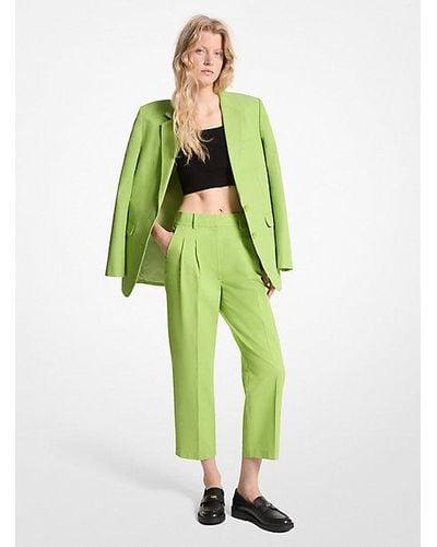 Michael Kors Cotton Blend Twill Cropped Pants - Green
