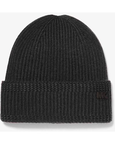 Michael Kors Ribbed Knit Beanie Hat - Black
