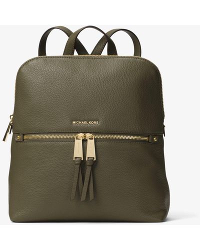 Michael Kors Rhea Medium Slim Leather Backpack - Green