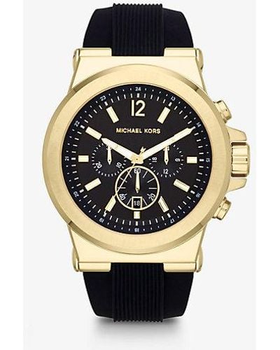 Michael Kors Oversized Dylan Gold-tone And Silicone Watch - Black