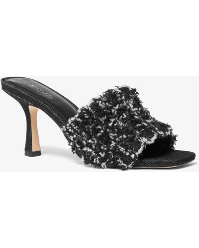 Michael Kors Mule tipo sandalia Tessa de denim deshilachado - Negro