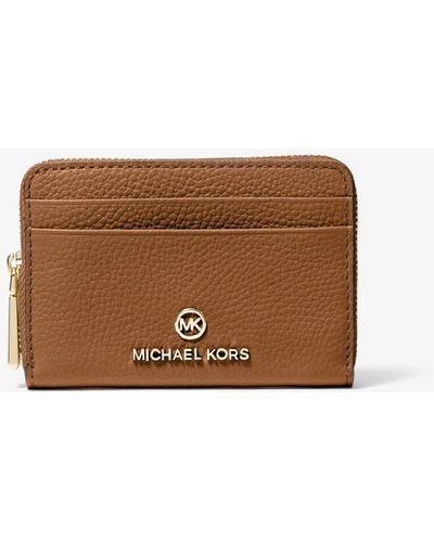 MICHAEL Michael Kors Jet Set Small Pebbled Leather Wallet - Brown
