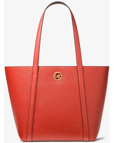 Michael Kors Hadleigh Large Pebbled Leather Tote Bag - Red