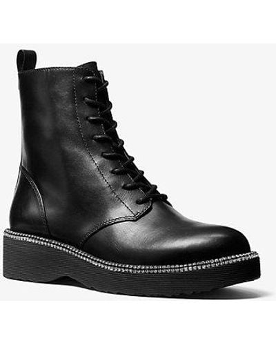 Michael Kors Tavie Leather Combat Boot - Black