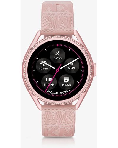 Michael Kors Reloj inteligente Access GO Gen 5E de goma en tono rosa con logotipo