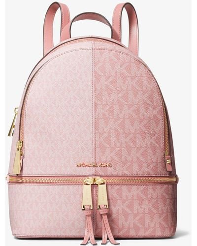 Michael Kors Rhea Medium Two-tone Logo Backpack - Pink