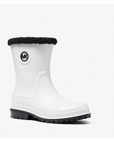 Michael Kors Montaigne Faux Shearling-lined Pvc Rain Boot - White