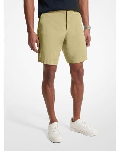 Michael Kors Mk Stretch Cotton Shorts - Natural
