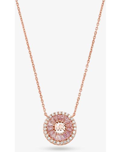Michael Kors Precious Metal-plated Sterling Silver Pavé Halo Necklace - White