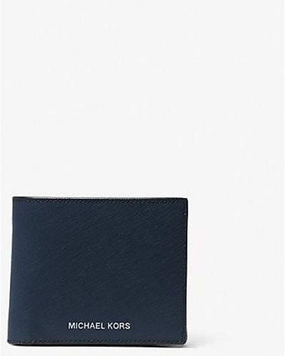 Michael Kors Harrison Saffiano Leather Billfold Wallet - Blue