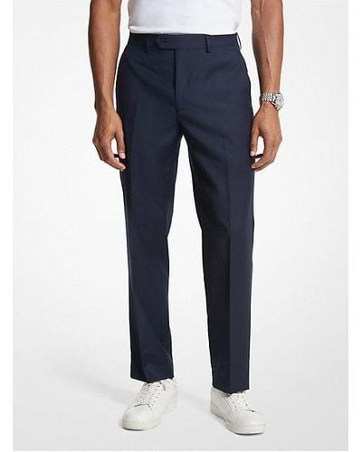 Michael Kors Modern-fit Wool Blend Suit Pants - Blue