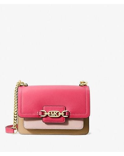 Michael Kors Heather Extra-small Color-block Leather Crossbody Bag - Pink