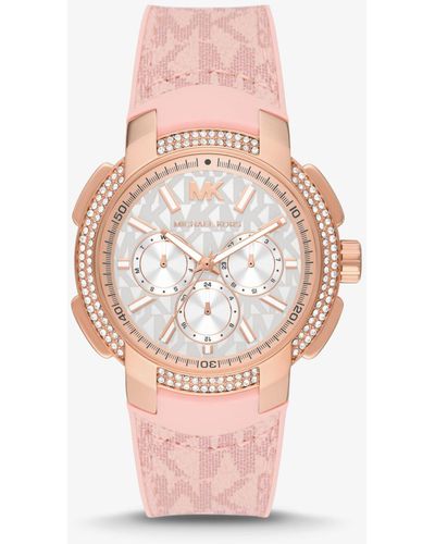 Michael Kors Übergroße Armbanduhr Sydney Im Rosé-Goldton Mit Pavé-Fassung Und Logo - Pink
