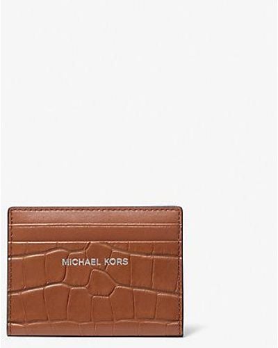 Michael Kors Hudson Crocodile Embossed Leather Bifold Wallet - Brown