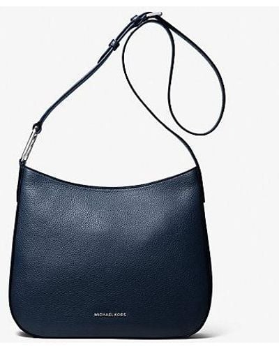 Michael Kors Kensington Large Pebbled Leather Crossbody Bag - Blue