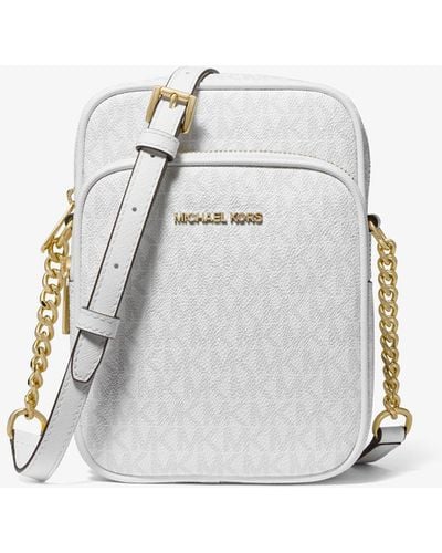 Michael Kors Jet Set Travel Medium Signature Logo Crossbody Bag - White