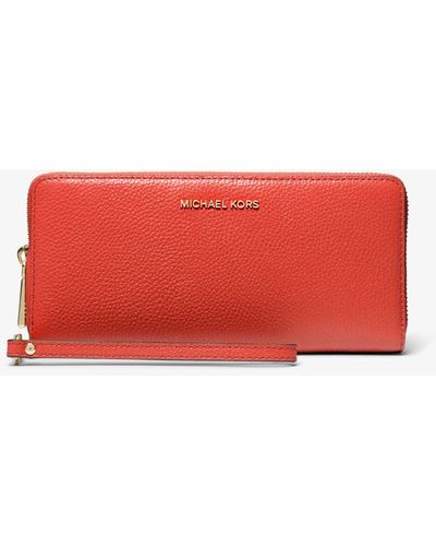 MICHAEL Michael Kors Pebbled Leather Continental Wristlet - Red
