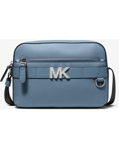 Michael Kors Hudson Pebbled Leather Utility Crossbody Bag - Blue