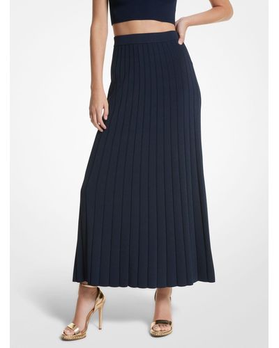 MICHAEL Michael Kors Ribbed Stretch Knit Maxi Skirt - Blue