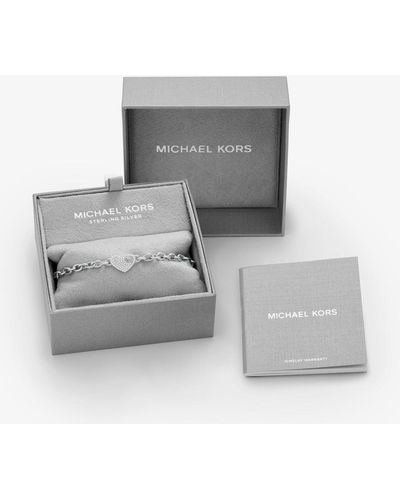 Michael Kors Bracelet cœur en argent sterling plaqué en métal précieux avec pierres pavées - Gris