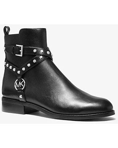 Michael Kors Preston Studded Leather Ankle Boot - Black