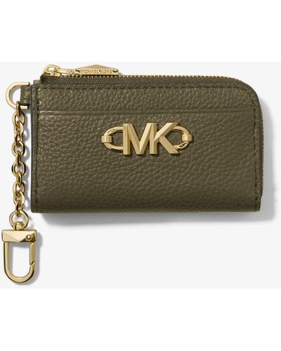 Michael Kors Piper Pebbled Leather Zip Card Case - Green